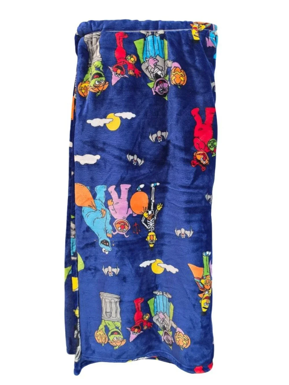 Sesame Street Bert, Elmo, Oscar Halloween Blue Plush Throw Blanket
